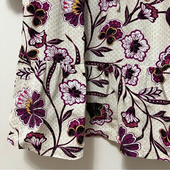 Loft Womens Floral Dress Size XL Cream Purple Long Sleeve Dressy Romantic Spring - Picture 4 of 10
